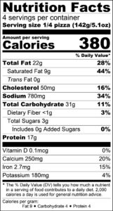 Lucias Jumbo Sausage Pizza Nutritional Facts
